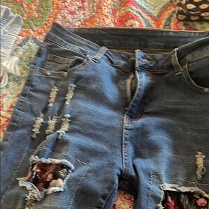 Distressed Blue Jeans - Hippie Boho